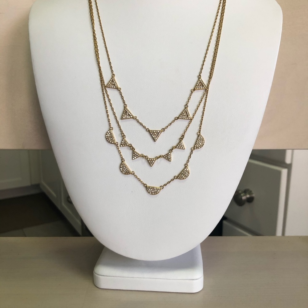 Stella & Dot Gold Pave Chevron Necklace Trio
